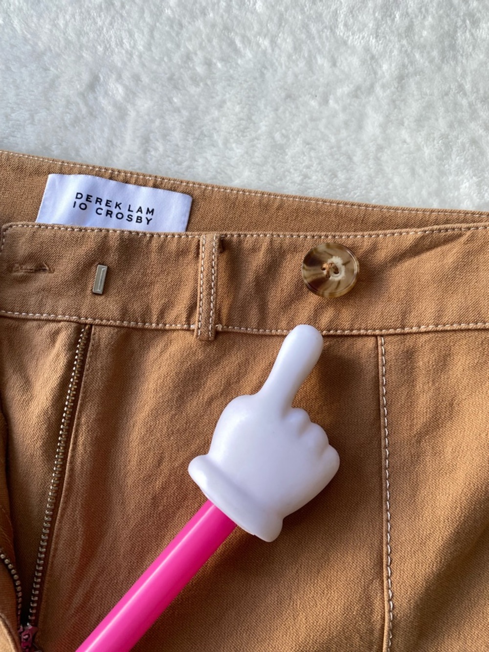 Derek Lam 10 Crosby Camel Flared Trousers Contrast Stitch Size 6 Cotton Cropped - Picture 14 of 16